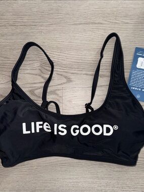 Life Is Good Black Logo Bikini Top